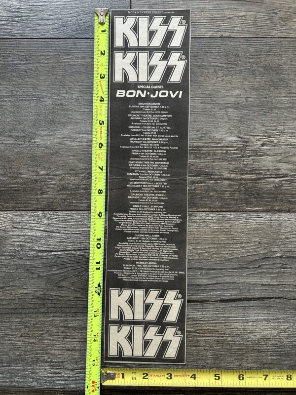 KISS Concert Ad Advert Animalize Tour Kiss Bon Jovi UK Tour Dates Vintage Kiss