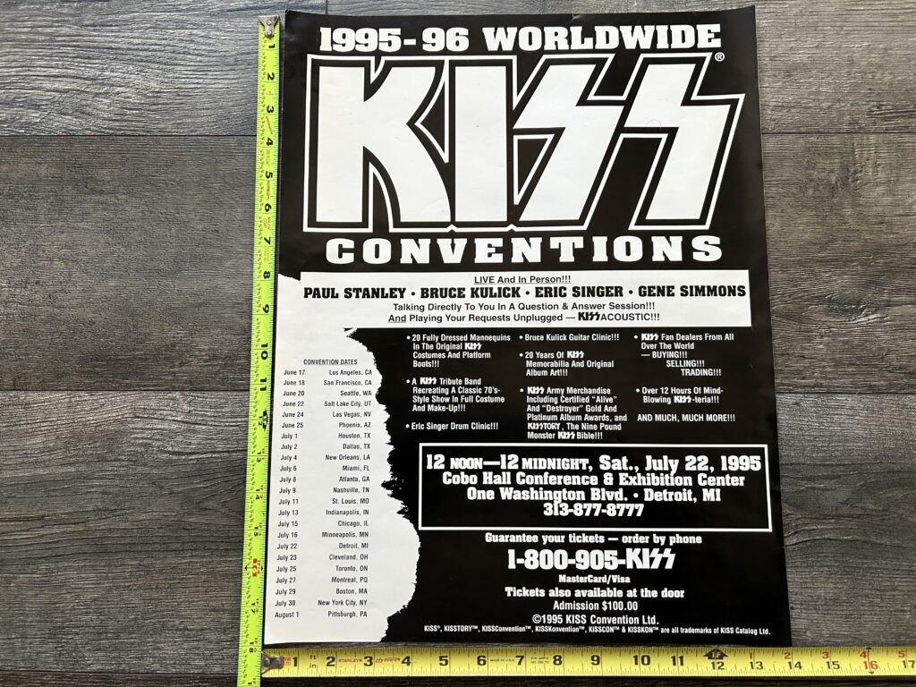 KISS Concert Poster Detroit Worldwide Official Kiss Convention Tour Vintage Kiss