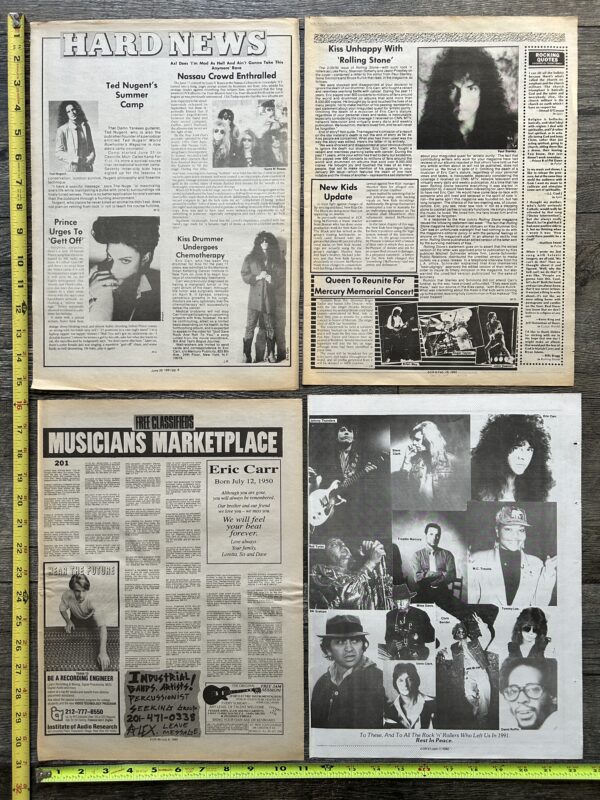 KISS Eric Carr Ad Advert Memorial Tribute 4pc Lot 1992 Vintage Kiss Revenge Era