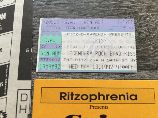 Kiss PETER CRISS Ritz NY Concert Ad Ticket Stub Handbill Set 1992 Vintage Kiss - Image 2