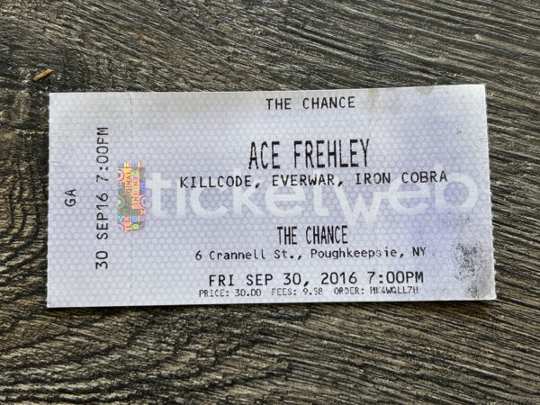 Kiss ACE FREHLEY Concert Ticket Stub The Chance Poughkeepsie NY 2016 Tour