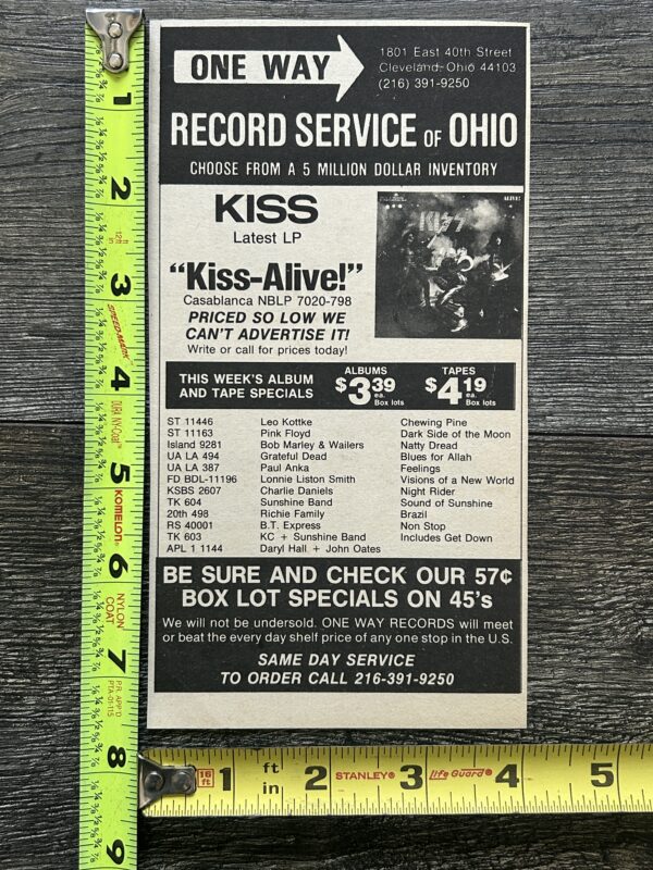 KISS Ad Advert Alive Vinyl Tape Record Service Ohio Vintage Kiss Aucoin 4x7