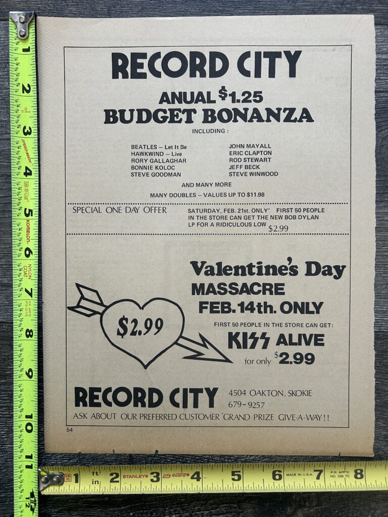 KISS Ad Advert Alive Record City Illinois Valentines Day Massacre Vintage Aucoin