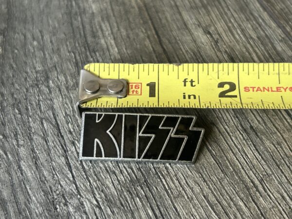 KISS Pin Badge Enamel Black Silver Logo Metal 1 1/2" Vintage Kiss 1980's