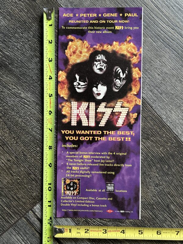 KISS Ad Advert You Wanted The Best Tower Records Vintage Kiss Dark Purple Back