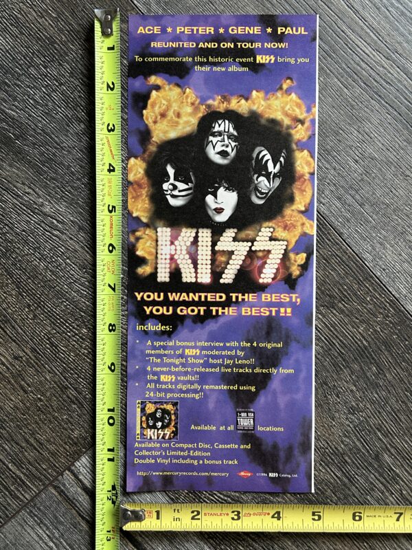 KISS Ad Advert You Wanted The Best Tower Records 1996 Vintage Light Purple Back