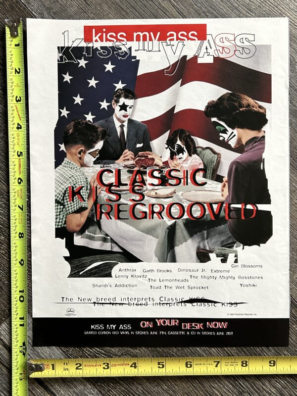 KISS Ad Advert Kiss My Ass Tribute Red Vinyl CD Cassette 12 x 9.5 Vintage Kiss