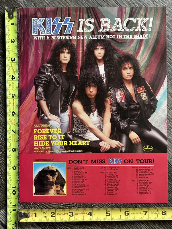 KISS Ad Advert Hot In The Shade USA Concert Tour Dates May to July Vintage Kiss