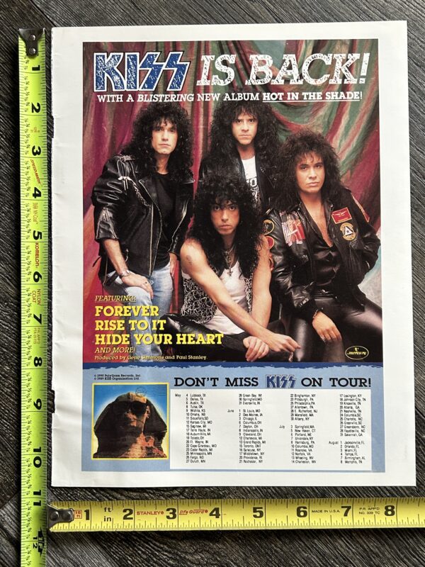 KISS Ad Advert Hot In The Shade USA Concert Tour Dates May to Aug Vintage Kiss