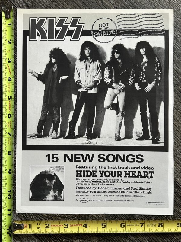 KISS Ad Advert Hot In The Shade Vinyl Tape CD Hide Your Heart USA Vintage Kiss