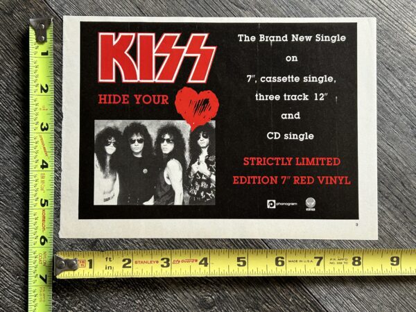 KISS Ad Advert Hot In The Shade Hide Your Heart 7" Red Vinyl 12" CD Vintage Kiss