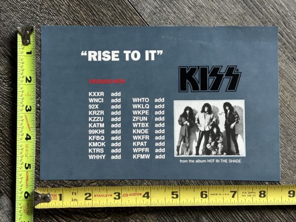 KISS Ad Advert Hot In The Shade Rise To It Single Radio Airplay USA Vintage Kiss