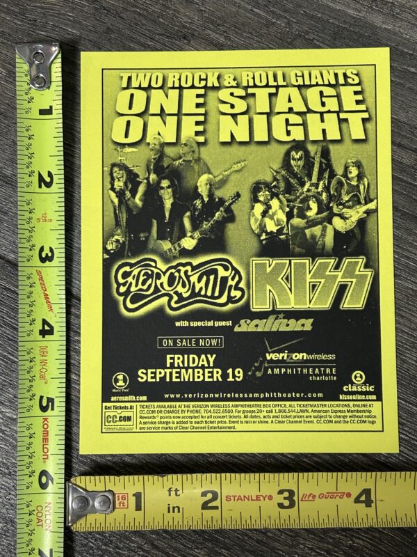 KISS Aerosmith Concert Ad Advert Flyer Handbill 2003 Charlotte NC Vintage Kiss