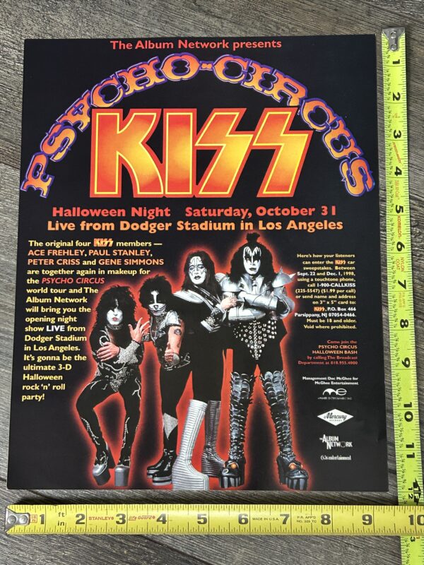 KISS Ad Advert Flyer Psycho Circus Dodger Stadium Concert Broadcast Vintage Kiss