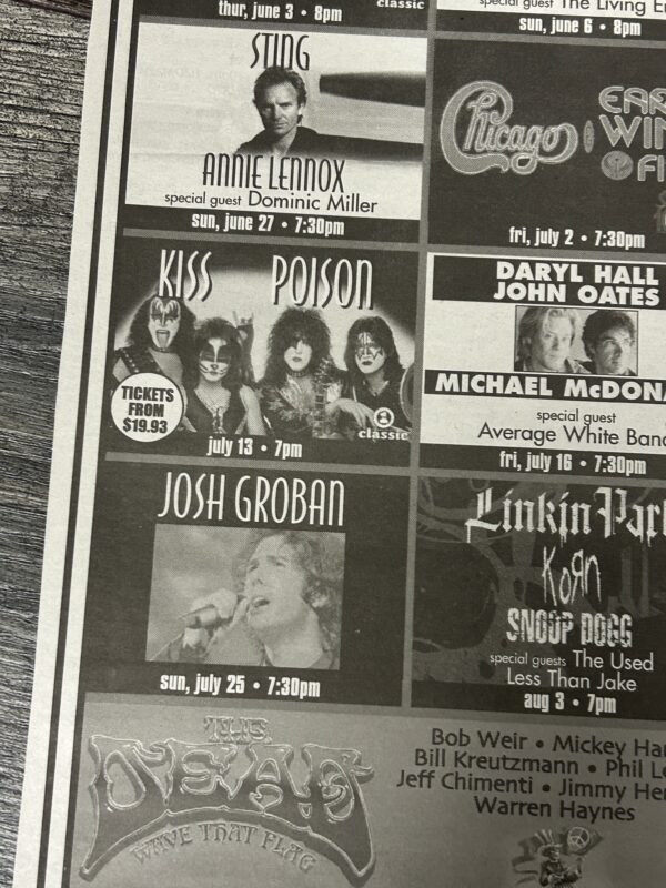 KISS Poison Concert Ad Advert Rock Nation Tour Tweeter Center NJ RUSH Prog 2004