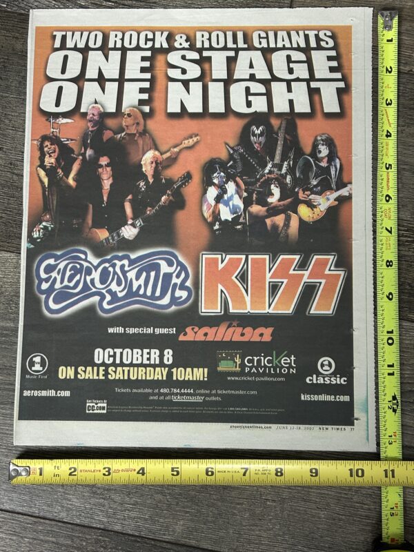 KISS Aerosmith Concert Ad Advert 2003 Tour Cricket Phoenix AZ Vintage Kiss