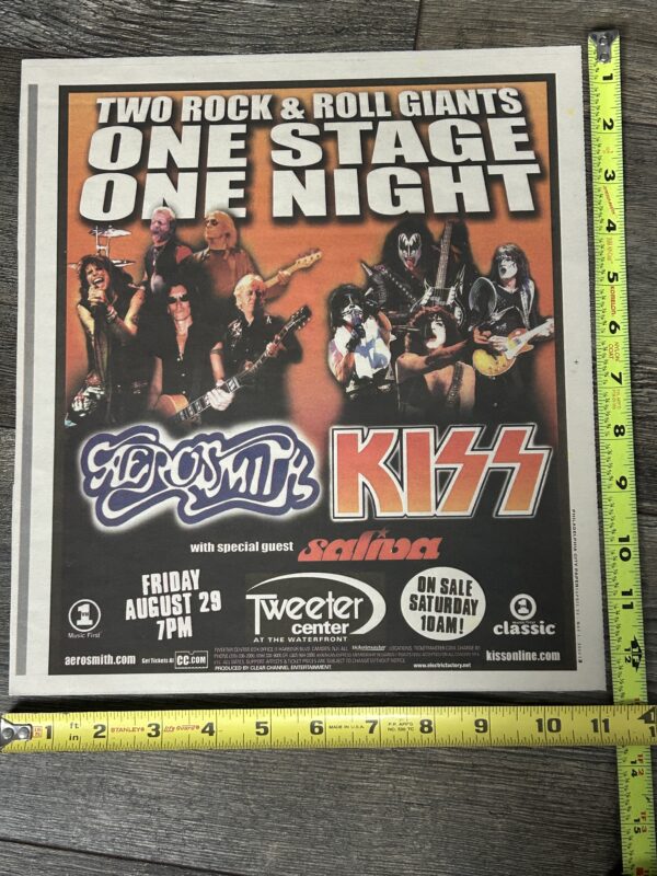 KISS Aerosmith Concert Ad Advert Tweeter Center NJ Aug 29 2003 Tour Vintage Kiss