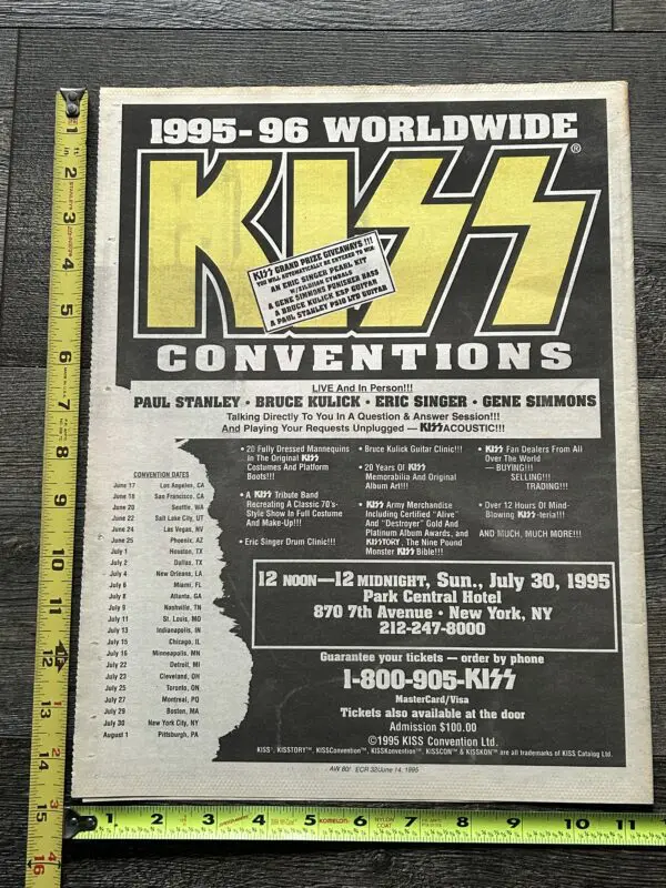 KISS Concert Ad Advert NYC Unplugged Conventions Tour 1995 Vintage Kiss A