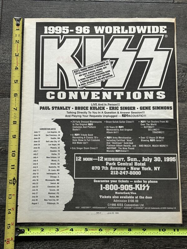 KISS Concert Ad Advert NYC Unplugged Conventions Tour 1995 Vintage Kiss B