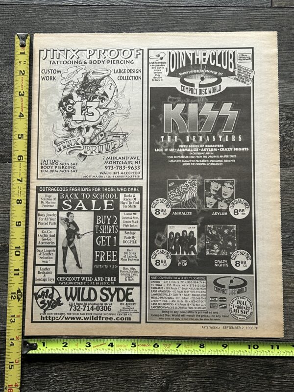 KISS Ad Advert CD Remasters Lick Up Animalize Asylum Crazy Nights Vintage Kiss