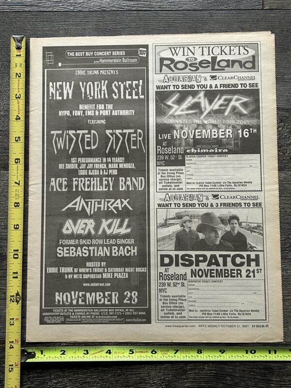 KISS Concert Ad Advert ACE FREHLEY New York Steel '01 Eddie Trunk Vintage Kiss A