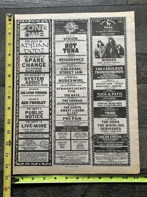 KISS Concert Ad Advert ACE FREHLEY Aug 1993 Zone One Asbury Park NJ Vintage Kiss