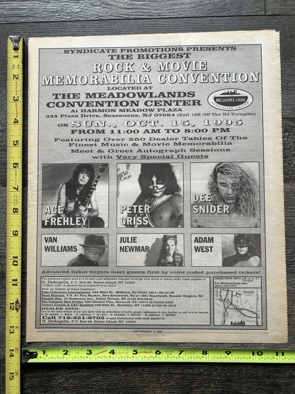 KISS Ad Advert ACE FREHLEY PETER CRISS Meadowlands NJ 1995 Vintage Kiss A