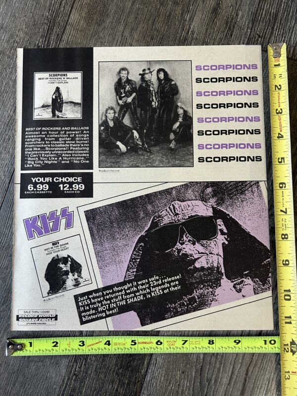 KISS Ad Advert Hot In The Shade CD Cassette 1990 Record World Vintage Kiss