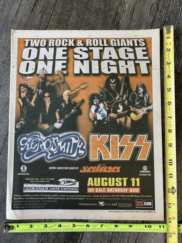 KISS Aerosmith Concert Ad Advert Aug 2003 Tour PNC Arts Center NJ Vintage Kiss