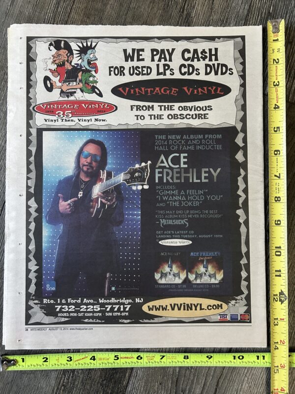 KISS Ad Advert ACE FREHLEY Space Invader CD 2014 Vintage Vinyl NJ Vintage Kiss