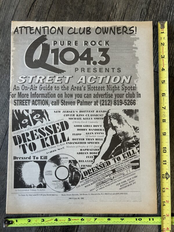 KISS Ad Advert Dressed To Kill Independent Kiss Tribute NJ CD 1995 Vintage Kiss