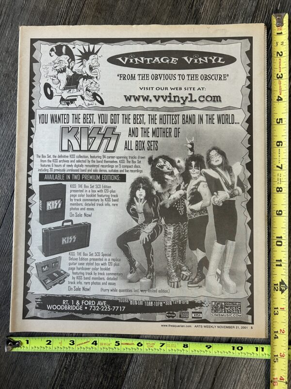 KISS Ad Advert Kiss The Box Set Guitar Case 2001 Vintage Vinyl NJ Vintage Kiss