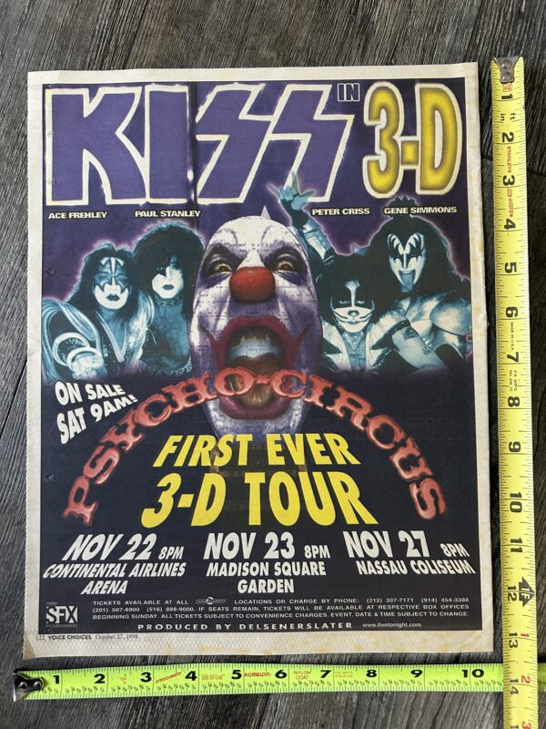 KISS Concert Ad Advert Psycho Circus Tour Nov MSG NYC Nassau NY NJ Vintage Kiss