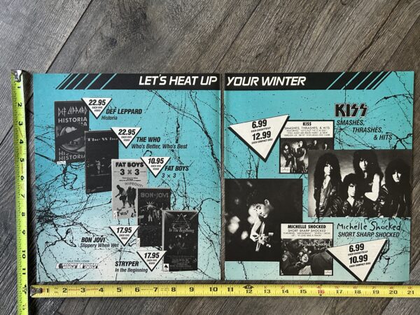 KISS Ad Advert Smashes Thrashes & Hits Vinyl Cassette CD 1989 2pg Vintage Kiss