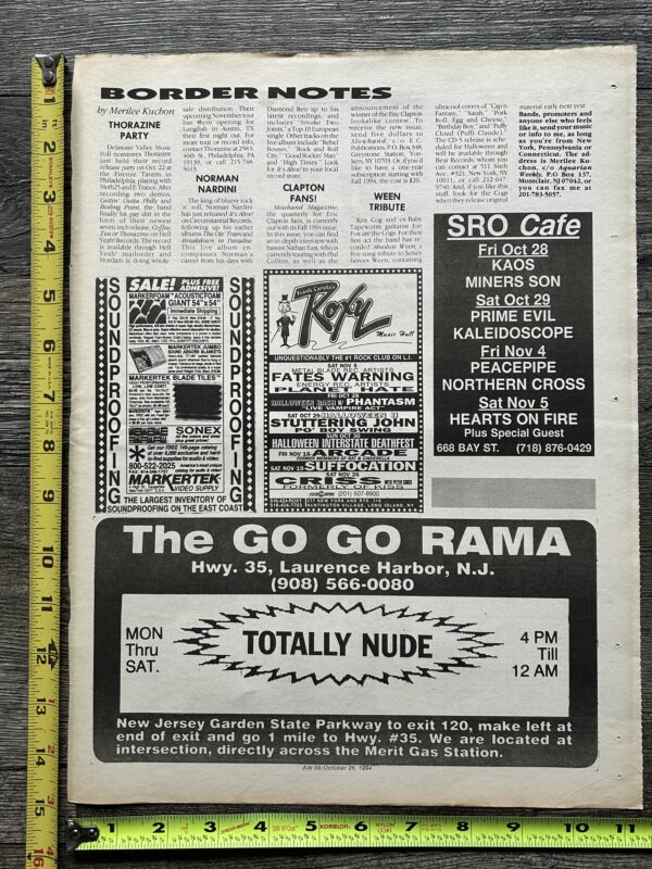 KISS Concert Ad Advert PETER CRISS Nov 26 1994 Roxy NY Vintage Kiss A