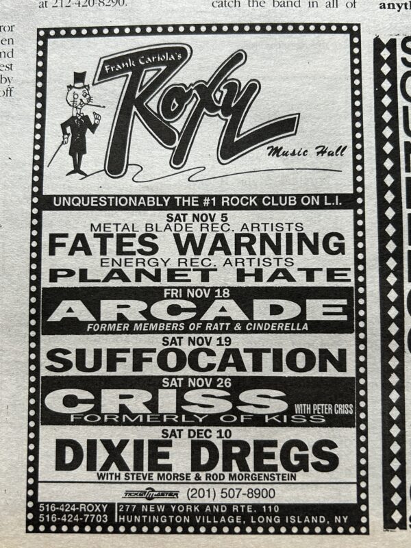 KISS Concert Ad Advert PETER CRISS Nov 26 1994 Roxy NY Vintage Kiss B - Image 2