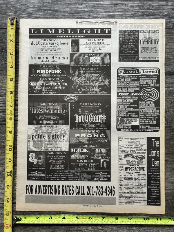 KISS Concert Ad Advert PETER CRISS Nov 27 1994 Limelight Vintage Kiss A