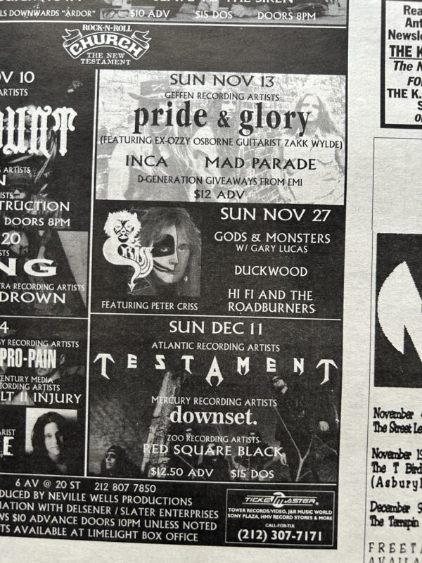 KISS Concert Ad Advert PETER CRISS Nov 27 1994 Limelight Vintage Kiss D - Image 2