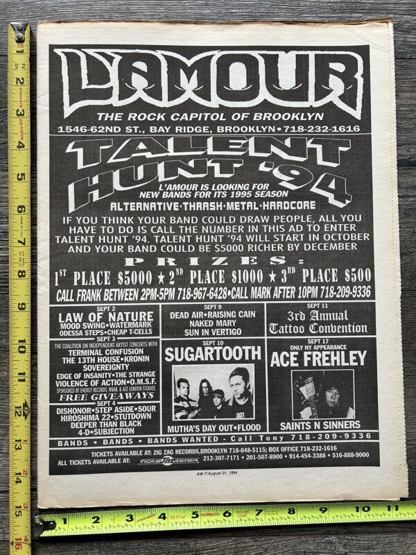 KISS Concert Ad Advert ACE FREHLEY Tour Sept 17 1994 L'Amour NY Vintage Kiss A - Image 2