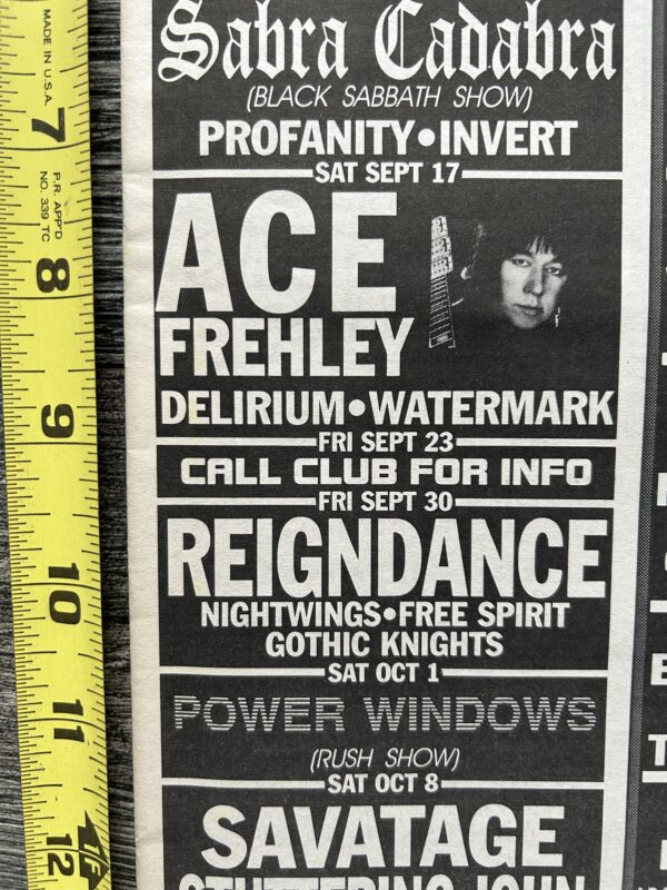 KISS Concert Ad Advert ACE FREHLEY Tour Sept 17 1994 L'Amour NY Vintage Kiss D