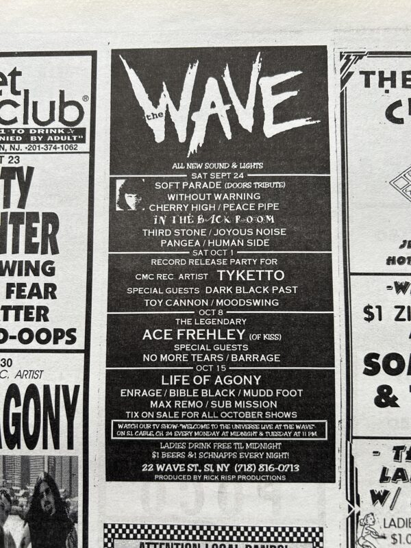 KISS Concert Ad Advert ACE FREHLEY Oct 8 1994 Wave Staten NY Vintage Kiss C