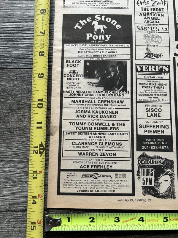 KISS Concert Ad Advert ACE FREHLEY Trouble Walkin Stone Pony NJ Vintage Kiss B