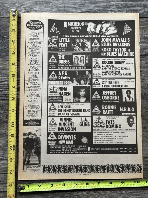 Kiss Concert Ad Advert VINNIE VINCENT Invasion July 1988 Ritz NY Vintage Kiss - Image 2