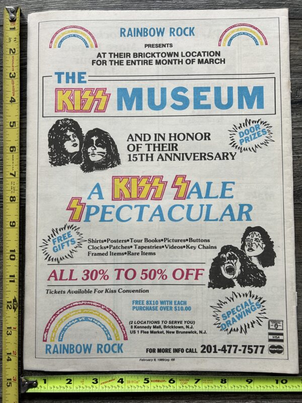 KISS Ad Advert Rainbow Rockatorium NJ Store 1989 Vintage Kiss Aucoin Museum B