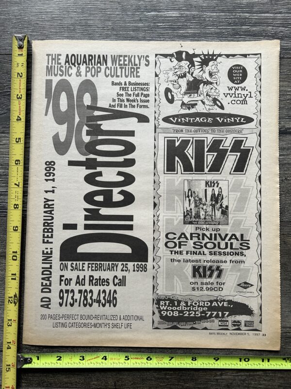 KISS Ad Advert Carnival Of Souls CD Cassette 1997 Vintage Vinyl NJ Vintage Kiss