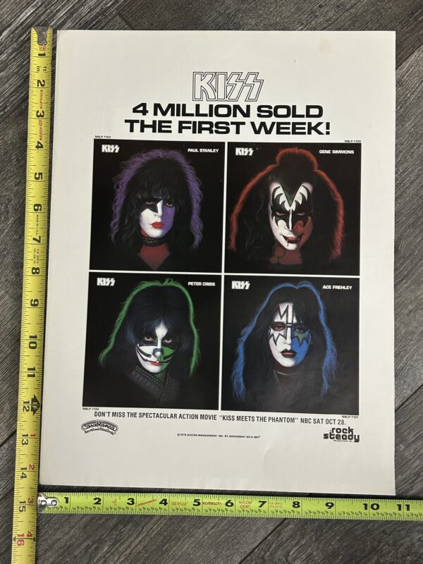 KISS Ad Advert 1978 Solo Albums 4 Million Sold Vintage Kiss Aucoin 11x14.5