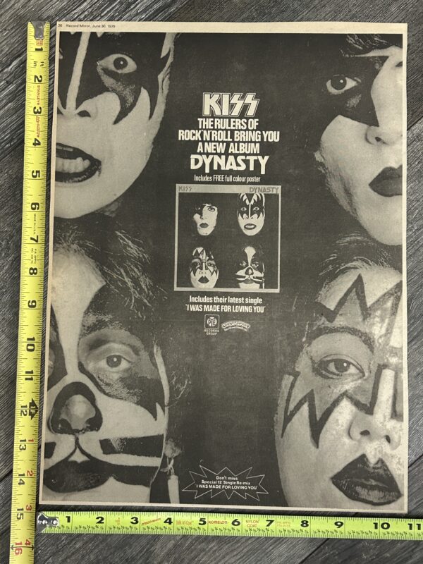 KISS Ad Advert Dynasty Album Rulers Of Rock 1979 UK Vintage Kiss Aucoin 11x15