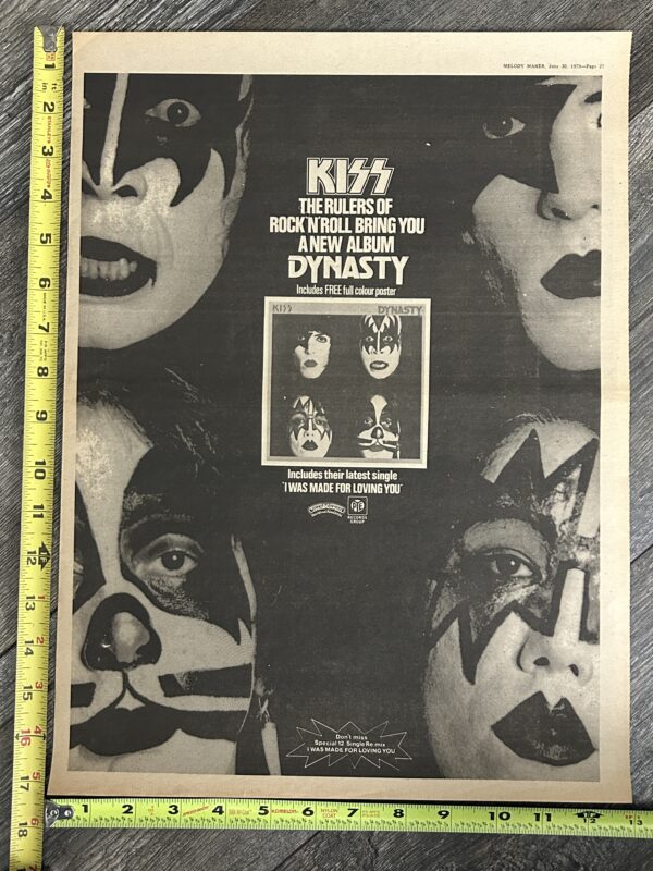 KISS Ad Advert Mini Poster Dynasty Rulers Rock 1979 UK Vintage Kiss Aucoin 13x17