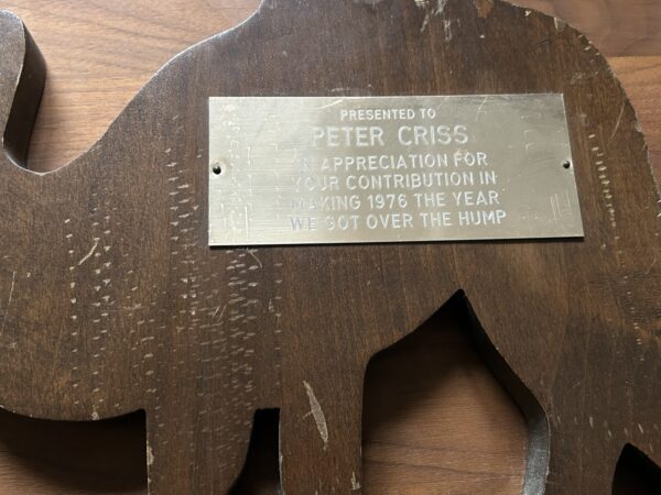 KISS Peter Criss Casablanca Records 1976 The Year We Got Over The Hump Commemorative Camel Award Plaque Clock -- formerly owned Peter Criss  -- Aucoin Era - Image 2