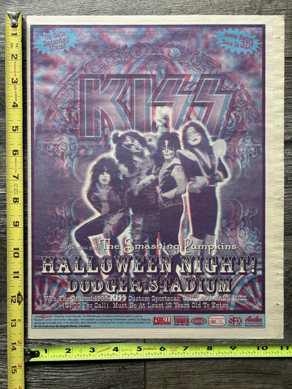 KISS Concert Ad Advert Psycho Circus Tour 3-D Dodger Stadium Vintage Kiss 11x14